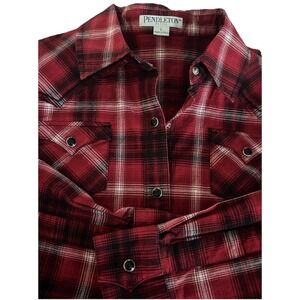 Pendleton Plaid Button Up Shirt Youth Large Pearl‎ Snap Boy Or Girls Stretch